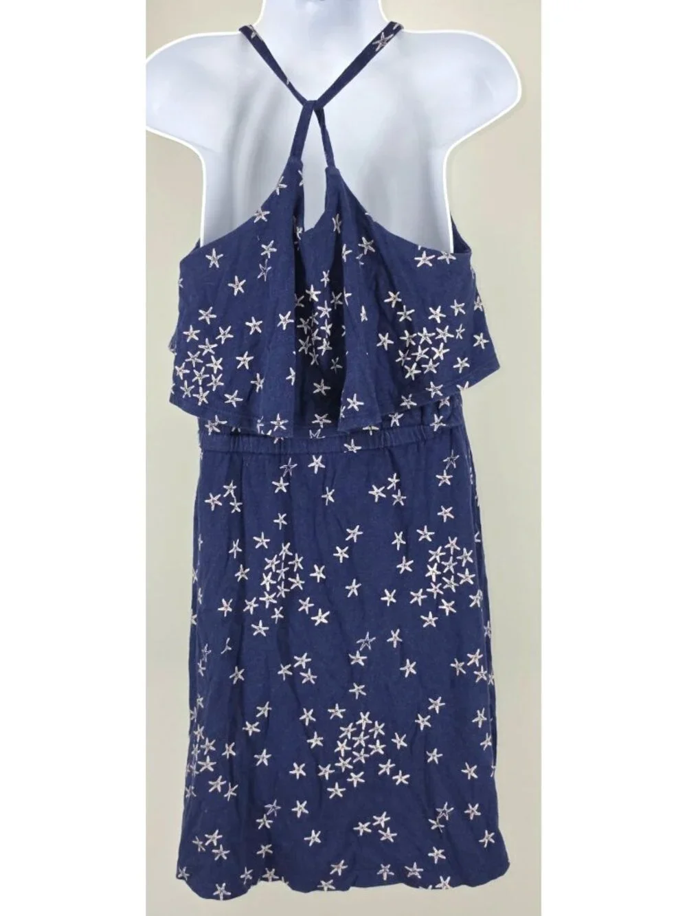 Girl's Old Navy Blue White Sundress Starfish Ruffle Dress Sleeveless Medium 8